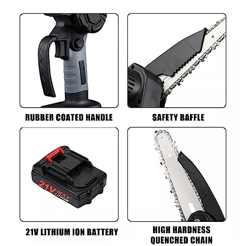 Jethrora Mini motosserra 4 polegadas 6 polegadas motosserra portátil com trava de segurança 2 corren