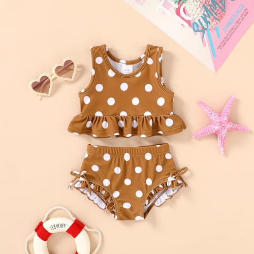 Toddler Girls Swimsuit Outfit Ruffle Floral Sleeveless Bikini Two Piece Bathing Suit for Baby Girl2