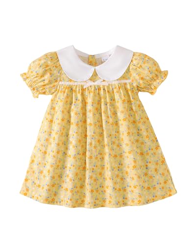 Image of Kucnuzki Baby Girl Clothes Cute Spring Summer Sun Dresses Toddler Casual Puff Sleeve Floral Dress Girls Summer Outfits