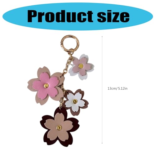 Porte-clés fleur pour sac en cuir élégant au design raffiné - 3