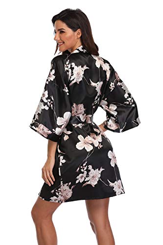 Image of Women's Pure Short Silky Robes Bridesmaid Bride Party Satin Robes Sleepwear