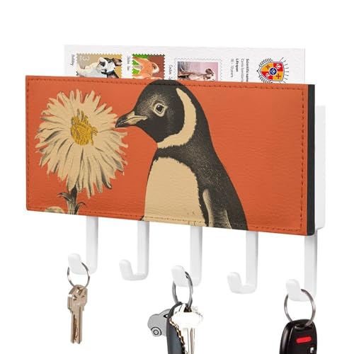 Cuelgallaves de pared de pingüino con 5 ganchos para pasillo 2