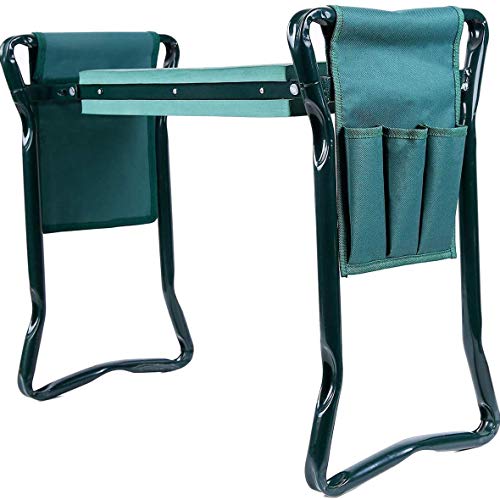 Dasorende Garden Kneeler Seat with 2 Bonus Tool Pouches Outdoor Foldable Sturdy Garden Stools Portable Stool