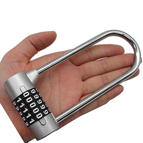 2.75" Wide 5 Position Resettable U-Lock Padlock With 4.57" Long Shackle, Gym, Suitable For Lockers. File Cabinets, Wardrobes, Fences, Sheds, Door Cabinet Locks, 1 Piece, Silver. #TOP4