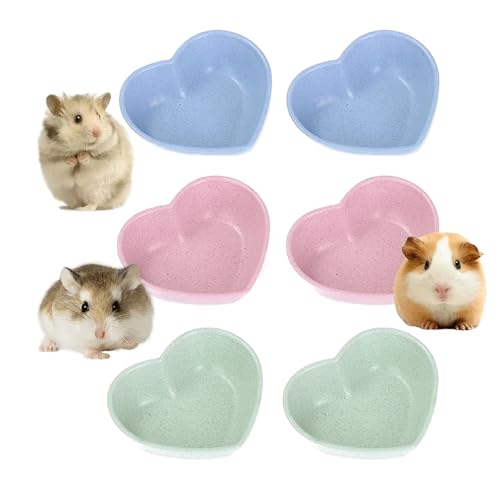 6PCS Hamster Food Dishes, Plastic Heart Shaped Food Bowl for