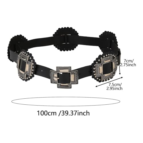 Disc Belt Waistband Western Belt for Trousers Casual Party Skirt Gothic Clothing Black2