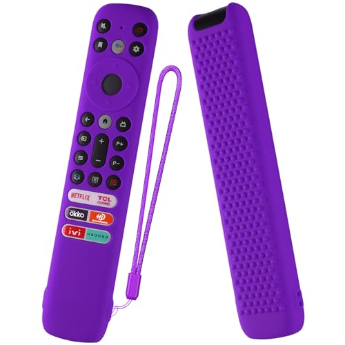 Silicone Cover for TCL RC902V FMR1 Voice Remote, TCL LED Smart TV 65X925 75X925 Remote Control Case Cover with Lanyard (Purple)