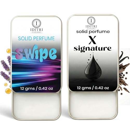 Image of IDITRI EXPORT Solid Perfume |x signature&Swipe Alcohol Free Wax Perfume Balm, Long Lasting | Pocket Tin 12g, Pack Of 2| Non Greasy Smooth Glide, Travel Friendly Men And Women