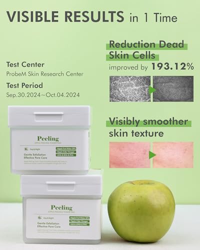 Image of DERMAL Apple Peeling Toner Pads 80 Count - AHA BHA PHA Exfoliating Pads with 20% Korean Apple Fruit Water for Dull Rough Skin - Dual-Sided Vegan Tencel Pads with Tweezers (Korean Skincare)