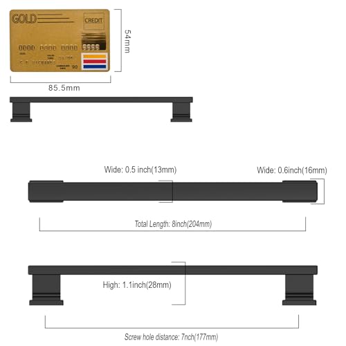 Amerdeco 10 Pack Matte Black Cabinet Pulls 7 Inch Hole Centers Kitchen Cabinet Handles Cabinet Hardware Kitchen Handles for Cabinets Cupboard Handles Drawer Pulls ZH00013 by Amerdeco - Image 5