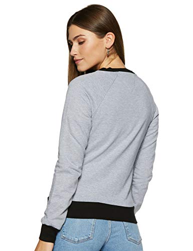 Image of Campus Sutra Women's Cotton Hooded Neck Sweatshirt (AZW18 ZHBDR W PLN GRBL AZ Grey Medium Grey M)
