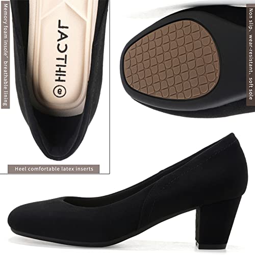 HHTCAL Low Block Heel Pumps for Women 2 inch Comfortable Round Closed Toe Chunky Heeled Office Work Dress Shoes Business Formal4