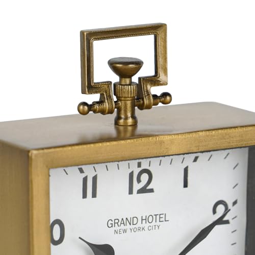 Image of NIKKY HOME Small Gold Table Clock, Silent Classic Decorative Desk Clocks | Non-Ticking Battery Operated Vintage Metal Square Shelf Clock, Antique Decor for Living Room, Bathroom, Office, Mantel