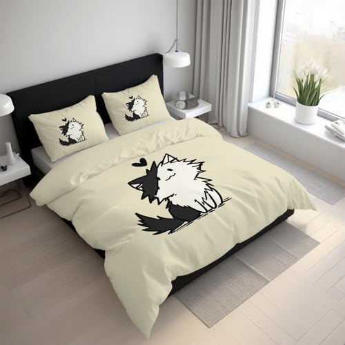 Genérico Funda Nordica Cama 150 Gato Funda Nórdica 200x200 Gatito Animal Dibujos Lindo, Suave Microfibra Ropa de Cama 3 Piezas, 2 Funda de Almohada, con Cremallera 21D&-61