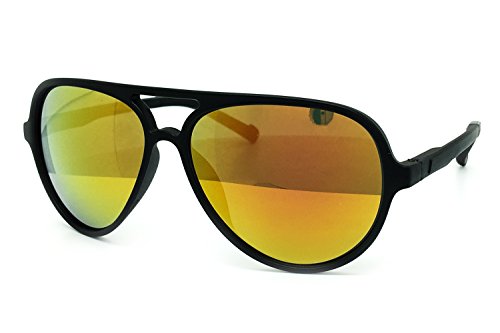 CH150 Matte Finish Mirrored Aviator Vintage Retro Revo Flat Top sunglasses (Matte Finish, RED GOLD)