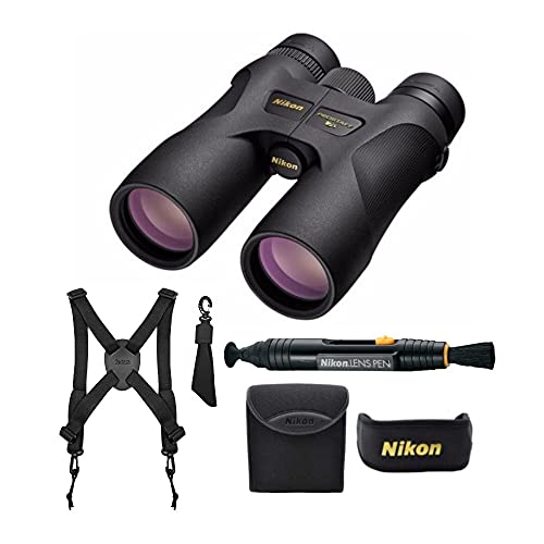 Nikon 16003 10x42 ProStaff 7S Binoculars All-Terrain Waterproof and Fogproof (Black) Bundle with Lens Harness & Case