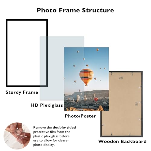 Image of JCJMY 14x24 Picture Frame Black for Poster Photo Picture, Horizontal and Vertical Formats for Wall Hanging, 14 x 24 Wall Gallery Poster Photo Frame for 14 by 24 Photos Posters, Black