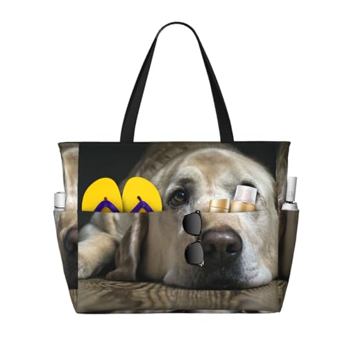Sac de plage Labrador pour femme grand cabas en toile pour vos sorties d'été