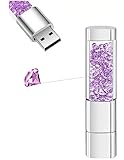 WooTeck 128GB Jewelry Crystal Lipstick USB Flash Drive,High Speed Memory Disk, Purple