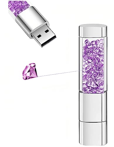Clé USB 128 Go cristal violet en forme de rouge à lèvres élégant