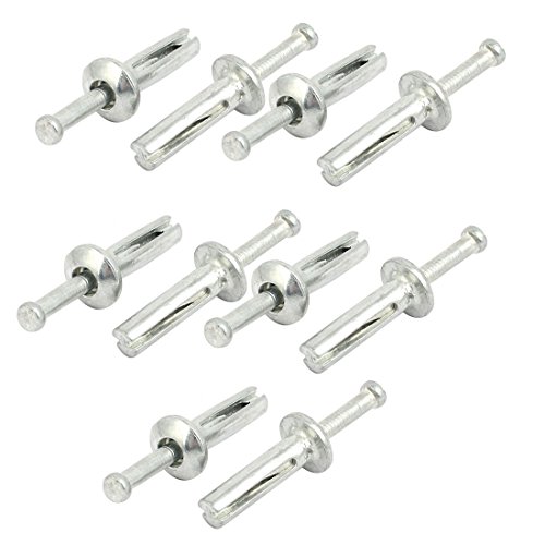 Aexit 1/4-inch Punch Fastener Dia 1-inch Depth Zinc Alloy Drive Anchor Silver Tone 10pcs Model:29as216qo308