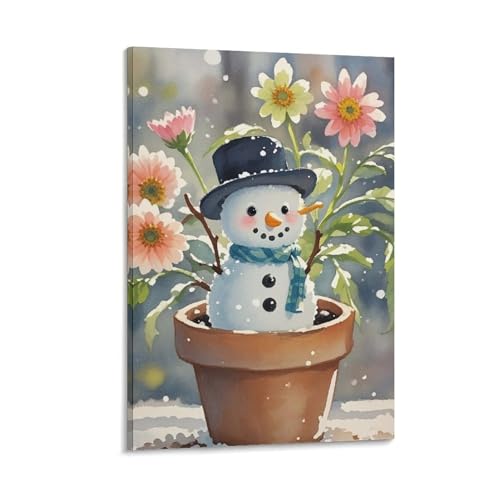 Toile murale à suspendre bonhomme de neige cadre photo 40x60 cm