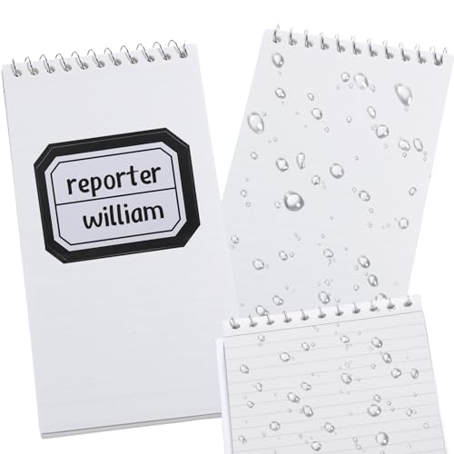 Geyoga 3 Pcs Reporters Notebook Small Top Spiral Notebooks Waterproof Top Bound Spiral Notebook 4 x 8 Inch Weatherproof Steno Notepads Law Enforcement Notepad for Journalists Detective (White)