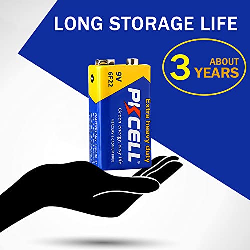 piles 9v 6f22 carré rectangulaire longue durée pour détecteurs de fumée/incendie,arroseurs de jardin,multimètre,lot de 8,pkcell