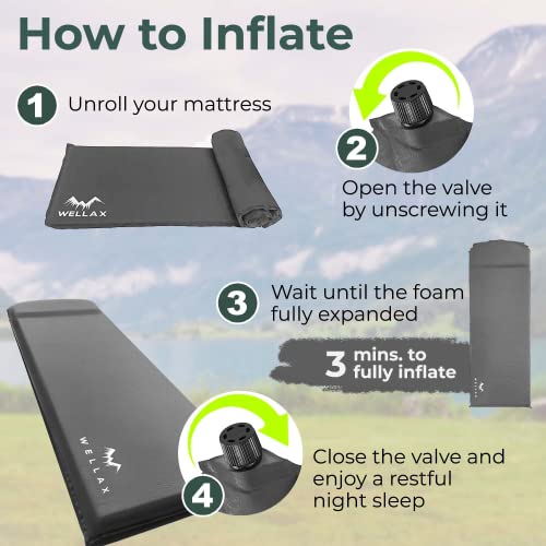WELLAX-Sleeping-Pad-Foam-Camping-Mats-Fast-Air-Self-Inflating-Insulated-Durable-Mattress-for-Backpacking-Traveling-and-Hiking-Ultrathick-All-Weather-Foam-Pad-with-Build-in-Pillow-Gray-3
