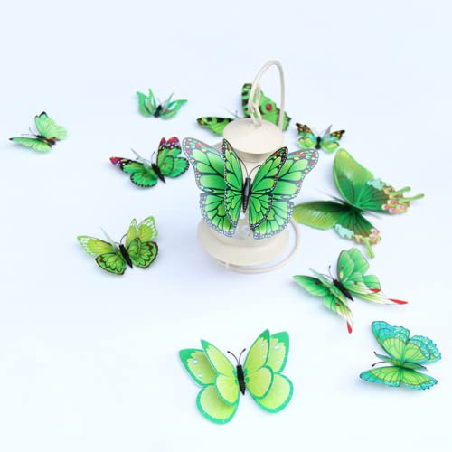 Image of JAAMSO ROYALS Green 3D Magnet Butterfly Stickers for Wall, Butterfly Decoration Items, Butterfly Stickers, Butterfly Wall Decor, Butterflies, Butterflies for Wall Decoration (Set of 12)