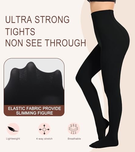 Image of Opaque Tights for Women High Waist Control Top Pantyhose