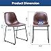 Rfiver Leather Dining Chairs Set of 2, Brown Faux Leather Bucket Seat and Black Metal Legs Upholstered for Home Kitchen Dining Living Room Bedroom Indoor, Industrial Mid Century Modern Style