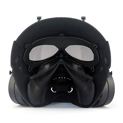 VILONG M10 Airsoft Tactical Protective Mask, Toxic Gas Mask Safety Eye Protection Skull Dummy Game Mask with Dual Filter Fans Adjustable Strap for BB Gun CS Cosplay (Black)