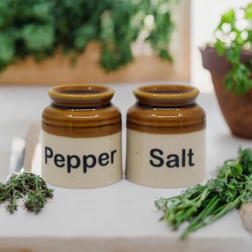 Image of Elegant Ceramic Salt Pepper Set for Dining Table & Kitchen Salt Shakers Set | Classic Design, Easy Refill, Perfect for Kitchen & Dining - 60ML (A-Brown, 1 Set)