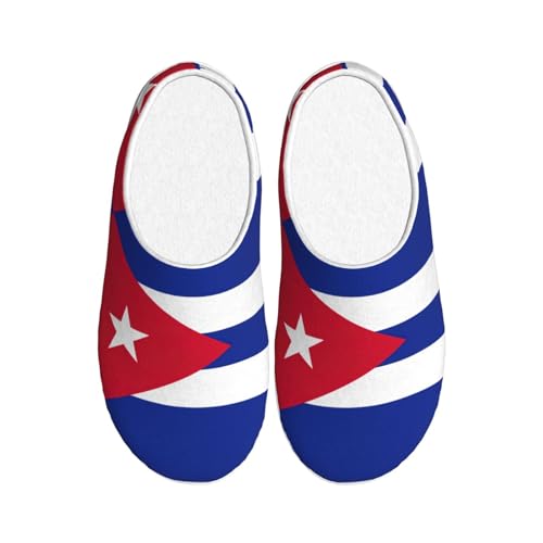 Cozy Cuban flag print Slippers Indoor and Outdoor Fuzzy House Shoes Anti-Skid Sole Gifts for Women Indoor Scuff