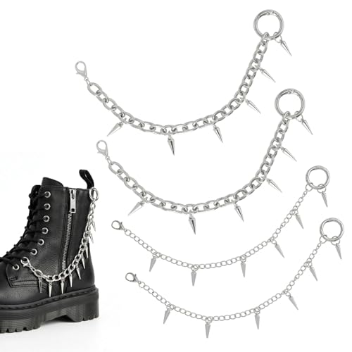 SLIAXINT 4 Pièces Bijoux de Chaussures Chaîne pour Chaussures Bijou Punk pour Sneakers & Bottes, Charms Lacets avec Clip, Accessoire DIY Mode