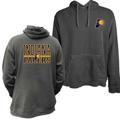 Blue 84 Indiana Pacers NBA Officially Licensed Hooded Sweatshirt Vintage Ringspun Front/Back Black, Medium