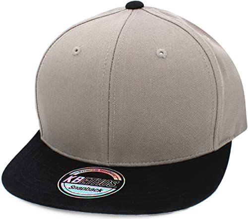 Image of KBETHOS Classic Snapback Hat Blank Cap Underbrim Cotton Wool Blend Flat Visor Adjustable Unisex