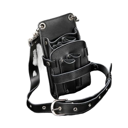 Étui en cuir pour ciseaux de coiffure design noir élégant pour salon