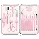 Eyebrow Kit, 17 in 1 Tweezers for Women Facial Hair, Hair Scissors with Comb, Eyebrow Trimmer, Brow Brushes, Hair Tools Travel Bag, Professional Grooming Tweezer Set