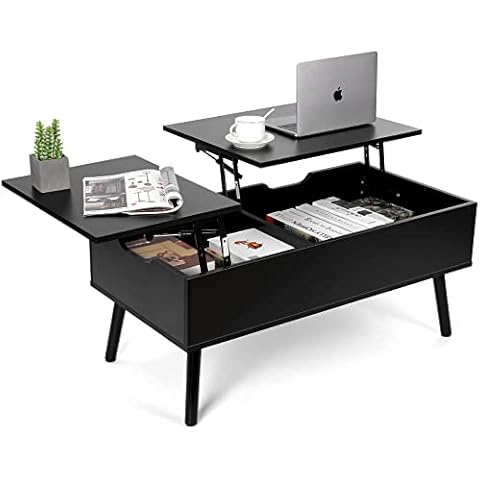 Mesa de Centro VOWNER Regulable en Altura con Compartimento de Almacenaje Oculto Cover