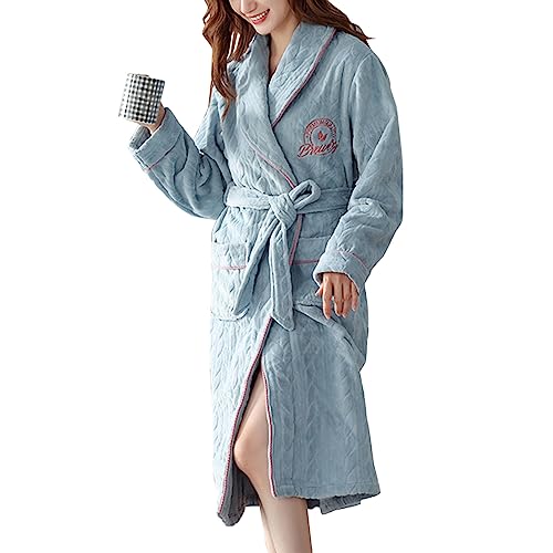 Necalisi pijama mujer mullido albornoz mujer albornoz hombre rizo albornoz sauna unisex abrigo sauna mujer con cinturón largo ropa de dormir mujer, PH-50, XXL