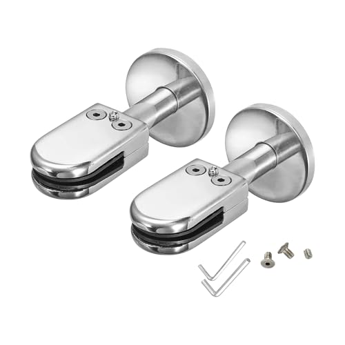 Set Of 2 Glass Clamping Brackets Brushed Finish Stainless Steel Mounts For Frameless Pool Fence 8 10mm Panel