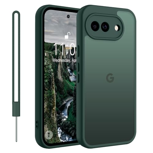Andwing für Google Pixel 10a hülle 2026, Transparente Matt Stoßfest Militärschutz Anti-Fingerabdruck Dünn Stoßfeste hülle für Pixel 10a-Dunkelgrün