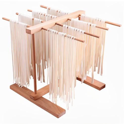 JMIATRY Secador de fideos con 8 peldaños extensibles para pasta (39 x 22 cm)