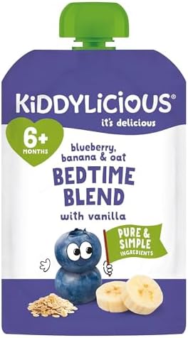Kiddylicious Blueberry, Banana & Oat Bedtime Blend Vanilla Pouch 100g
