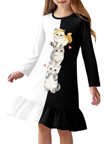 Arshiner Nachthemd Kinder Schwarz Weiß Nachtkleid A-Linie...