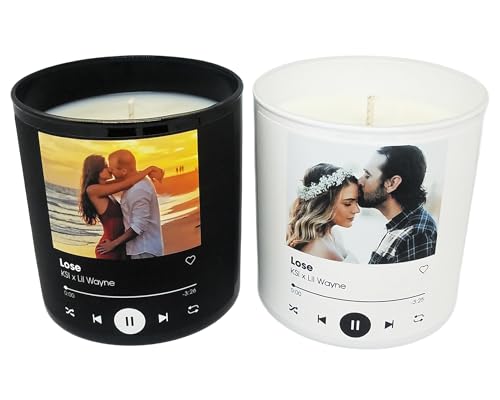 4oz/10oz Personalized Custom Song Photo Candle | Couples Music Gift