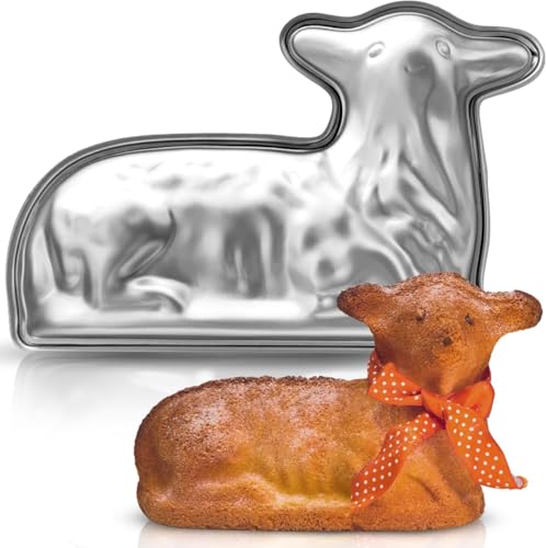 KIBS group Easter Cake Mold Lamb - 2 Side 3D - Traditional Aluminum Metal Lamb Cake Form for Baking - Front and Back Sides