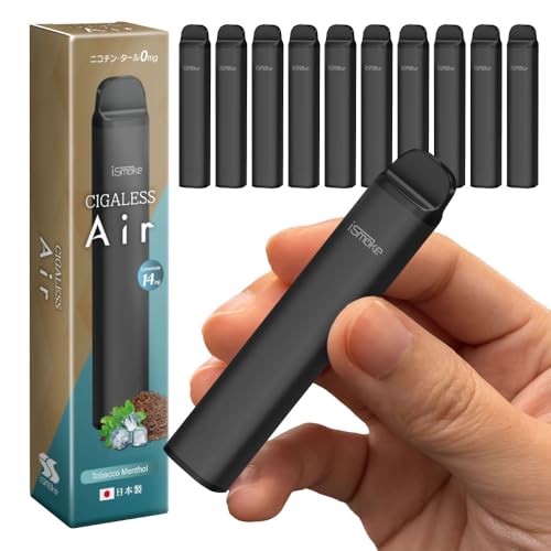 ismoke CIGALESS Air �d�q�^�o�R �g���̂� 2500��z���\ VAPE ��e�� ���� �j�R�`�� �^�[������ �A�C�X���[�N �V�K���X �G�A�t���[ �o�͒��� (�d�� 14mg, �^�o�R�����\�[�� 10�{) �j�R�p�t